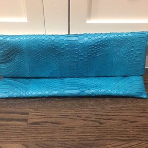Turquoise snake pattern clutch